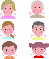 よく噛んで食べている三世代家族セット