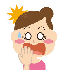 驚く　女性　主婦