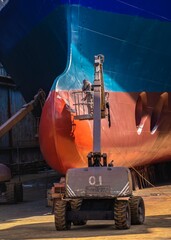 Painting the bottom of the ship