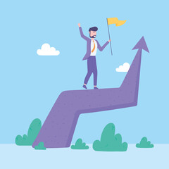 businessman on arrow