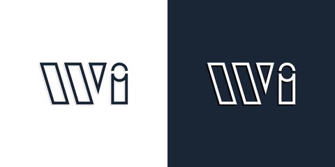 Abstract line art initial letters WI logo.