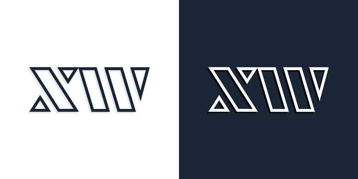 Abstract line art initial letters XW logo.