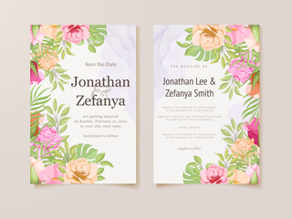 Fototapeta na wymiar wedding invitation card with beautifull floral vector