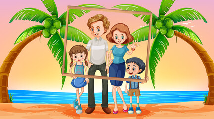 Obraz na płótnie Canvas Happy family photo on vacation