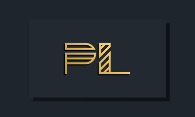 Elegant line art initial letter PL logo.