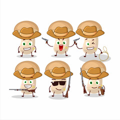 Cool cowboy slice enokitake cartoon character with a cute hat