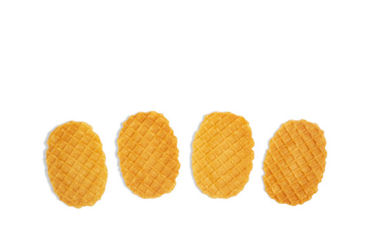 crispy waffles isolated on white background