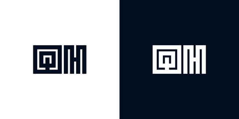 Minimal creative initial letters QH logo