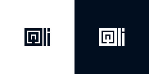 Minimal creative initial letters QI logo