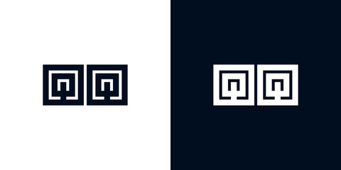 Minimal creative initial letters QQ logo