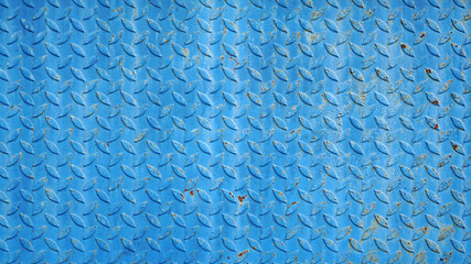 Pattern of old metal diamond plate, Surface of blue steel floor non-skid, Texture background
