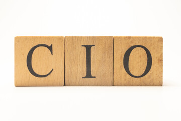 The word CIO was created from wooden cubes. Business and finance.