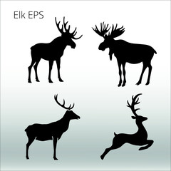 set of ELK Silhouettes, line isolated or logo isolated sign symbol vector, outline and stroke style Collection of high-quality vector illustration,
