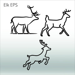set of ELK Silhouettes, line isolated or logo isolated sign symbol vector, outline and stroke style Collection of high-quality vector illustration,