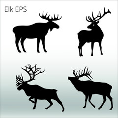 set of ELK Silhouettes, line isolated or logo isolated sign symbol vector, outline and stroke style Collection of high-quality vector illustration,