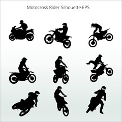 set of Motocross Rider Silhouettes, line isolated or logo isolated sign symbol vector, outline and stroke style Collection of high-quality color style vector illustration,