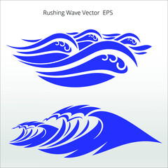 set of Rushing Wave vector Silhouettes, line isolated or logo isolated sign symbol vector, outline and stroke style Collection of high-quality color style vector illustration,