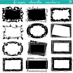 A set of decorative silhouettes of doodle frames.Rectangular sublimations. Ornaments, strokes, curls and lines. Gift design, packaging. Creating a mask in digital design.Halloween, New Year, Valentine