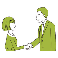 手描き1color　 握手　ビジネスマッチング ビジネス男女