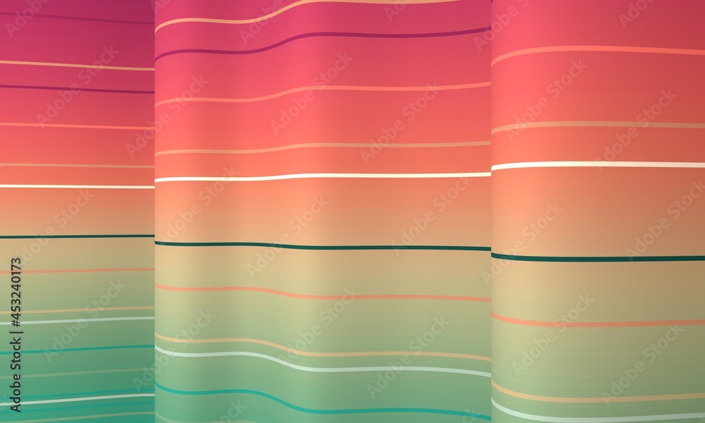 Wall mural geometry abstract background with stripes on waved surface