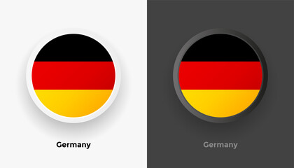 Set of two Germany flag buttons in black and white background. Abstract shiny metallic rounded buttons with national country flag