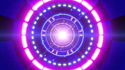 Checker Pattern Neon Blue Light Tunnel