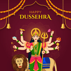 Goddess Durga, Subh Navratri Happy Dussehra and Durga puja Festival 