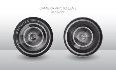 Camera Lens in black and white tones