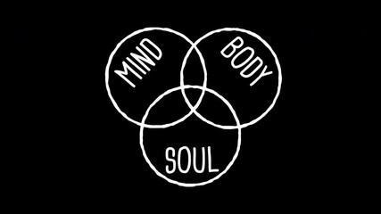Body Mind Soul Balance Hand Drawing on Black Background