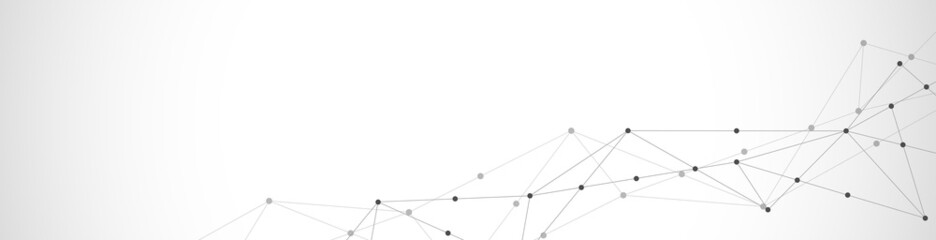 Website header or banner design with abstract polygonal background and connecting dots and lines
