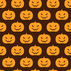 Seamless pattern Halloween background with pumpkins and bats