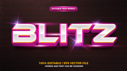 purple biltz flash 3d editable text effect template - obrazy, fototapety, plakaty