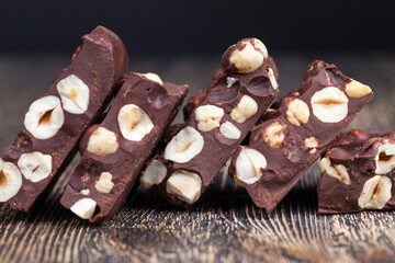bitter chocolate with hazelnuts, homemade