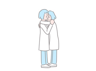 抱き合うふたりの人 