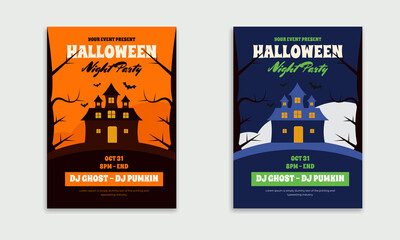 Halloween night party flyer design template 