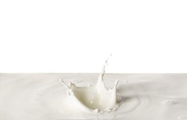 Splashes of milk on white background