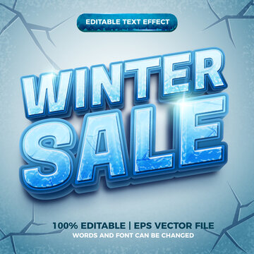 winter sale 3d frozen ice editable text effect