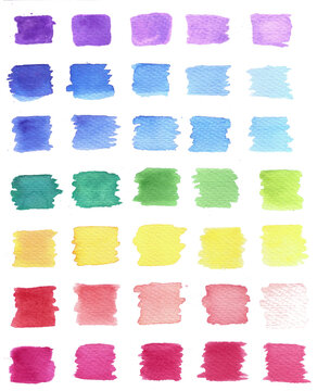 Watercolor swatches palette hand drawn