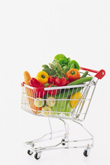 shopping cart with vegetables
