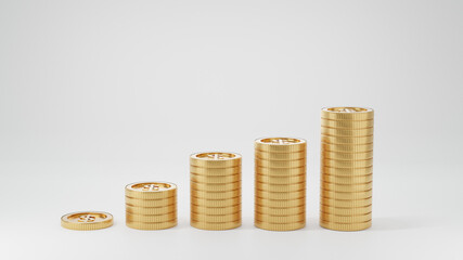 Coins gold .Concept of saving or money, investment in bank.