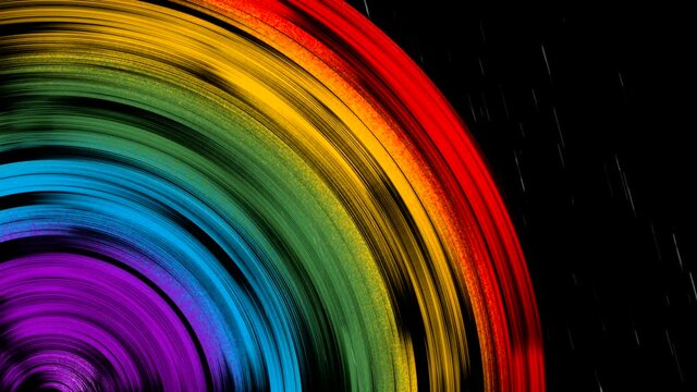 liquid painting motion video. Ultra HD 4K colorful rainbow on black background looping video with rain effect. seamless looping video background. overlay stock video footage