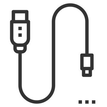black usb cable icon clip art preview