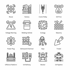 Industry and Services  Outline Icons - Stroked, Vectors