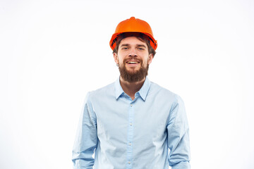 surprised man work in the construction industry protective uniform
