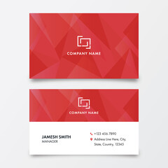 Polygonal Business Or Visiting Card In Red And White Color.