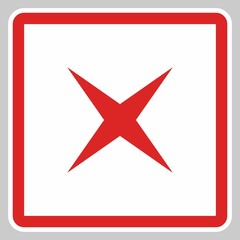 Wrong marks, Cross marks, Rejected, Disapproved, No, False, Not Ok, Wrong Choices, Task Completion, Voting. - vector mark symbols in red. Isolated icon.