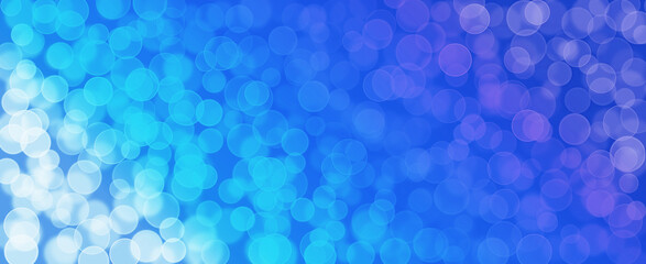 Colorful blue white bokeh lights - Abstract background banner panorama