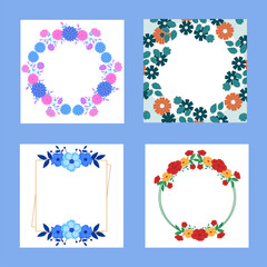 Floral Frame Background With Copy Space In Four Options.