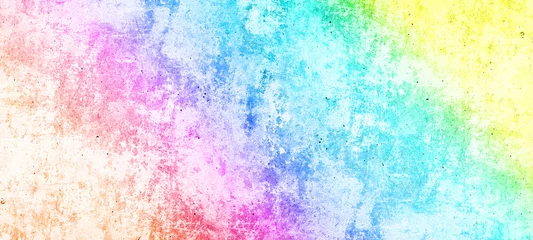 Gartenposter Abstract colorful rainbow colors painted colored grunge stone concrete cement blackboard chalkboard wall floor texture background banner panorama © Corri Seizinger