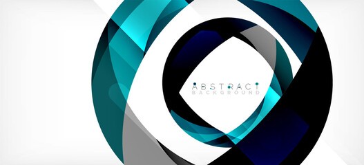 Fototapeta premium Geometric abstract background. Circle created with overlapping color shapes. Vector Illustration For Wallpaper, Banner, Background, Landing Page